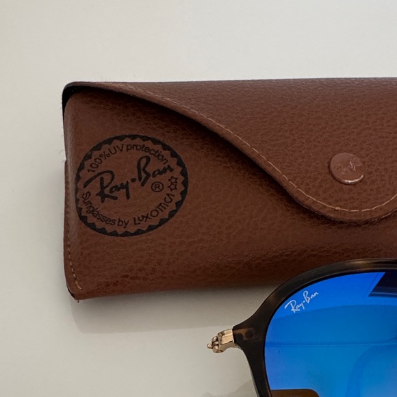 Ray-Ban Sunglasses with Blue Lenses and Brown Case - Picture 2 of 10